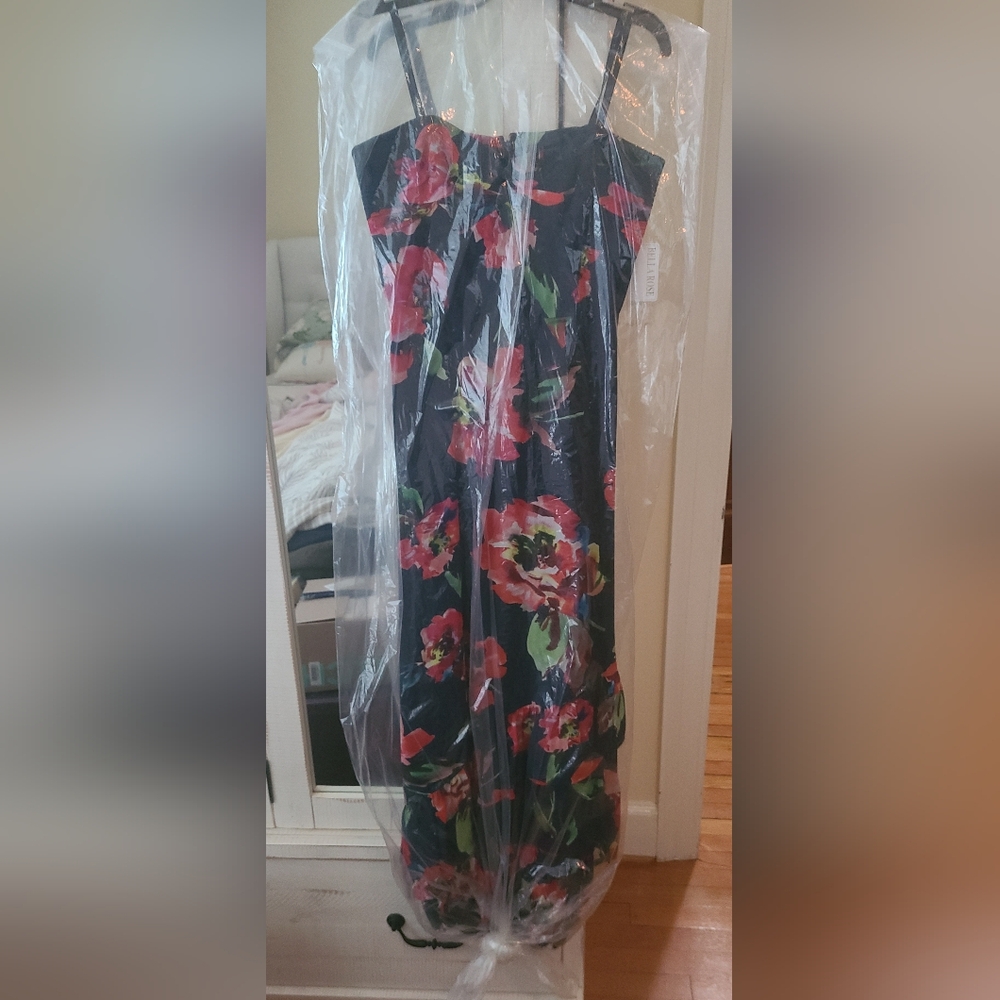 NWT - Shoshanna Midnight Navy And Red Floral Strapless High-Low Dress - Picture 3 of 9